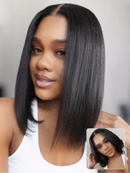 Straight Bob Wig 7x5 Pre-Bleached Natural Looking Glueless Wig with Invisi Drawstring