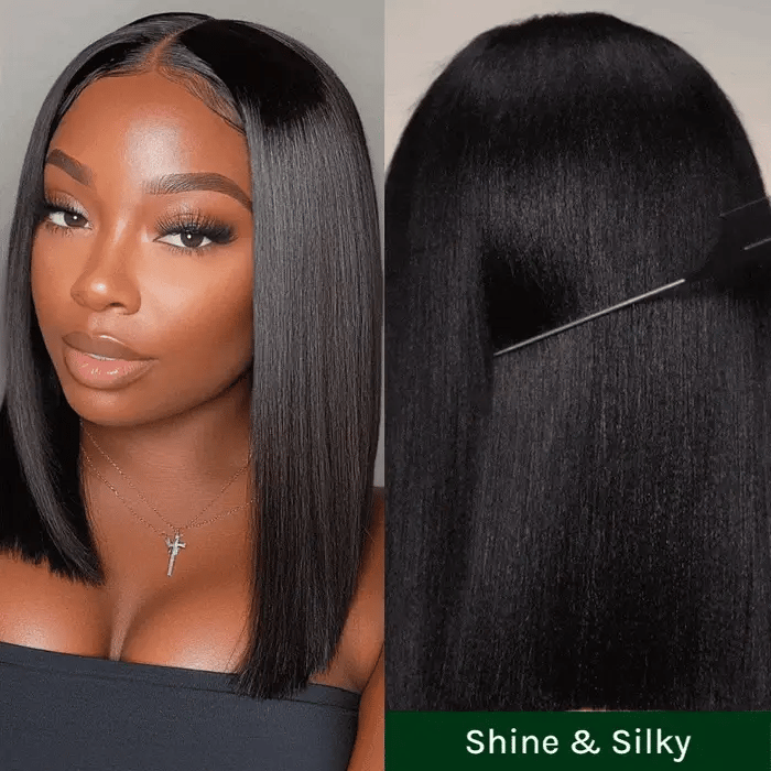 Straight Bob Wig 7x5 Pre-Bleached Natural Looking Glueless Wig with Invisi Drawstring
