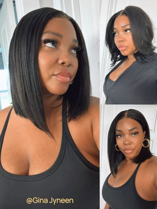Straight Bob Wig 7x5 Pre-Bleached Natural Looking Glueless Wig with Invisi Drawstring