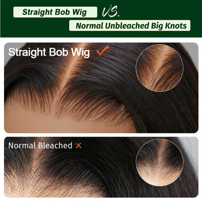Straight Bob Wig 7x5 Pre-Bleached Natural Looking Glueless Wig with Invisi Drawstring