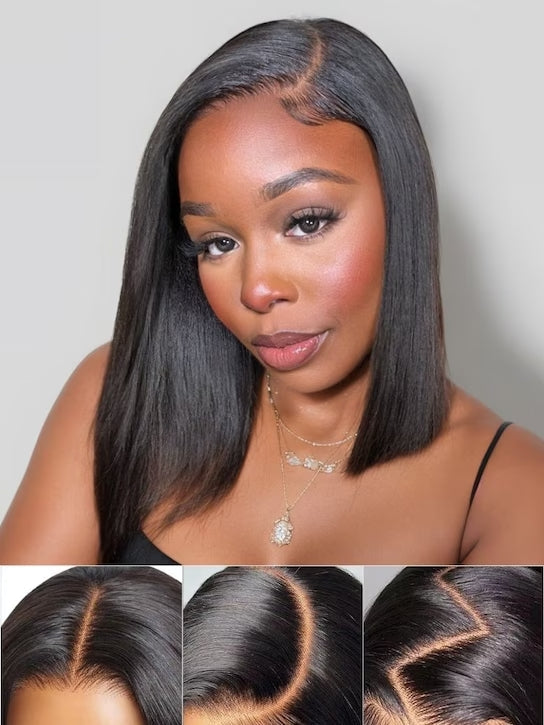 Straight Bob Wig 7x5 Pre-Bleached Natural Looking Glueless Wig with Invisi Drawstring