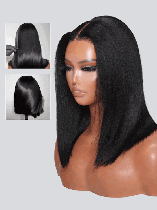 Straight Bob Wig 7x5 Pre-Bleached Natural Looking Glueless Wig with Invisi Drawstring