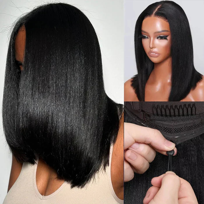 Straight Bob Wig 7x5 Pre-Bleached Natural Looking Glueless Wig with Invisi Drawstring